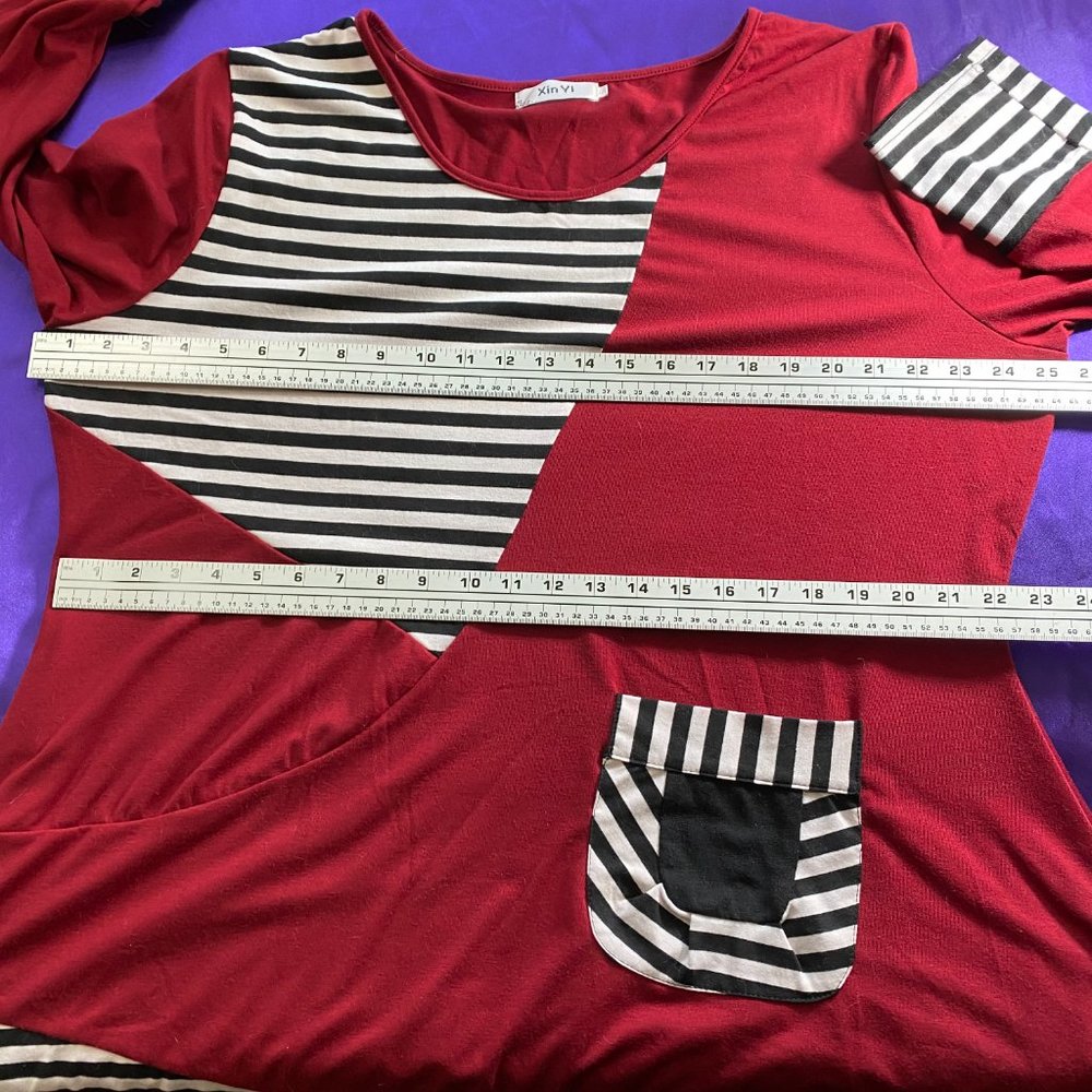 📌Xin Yi  Asymmetric Striped Tunic - long Shirt - Picture 11 of 15
